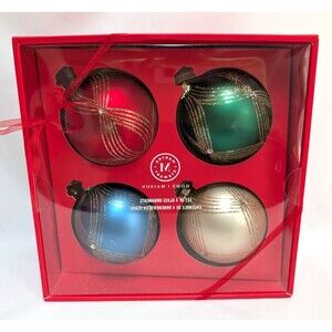 Martha Stewart Home Glitter Glass Christmas Ornaments Set of 4
